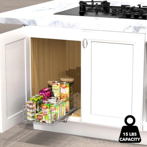 Pull-Out Cabinet Sliding Basket, 17.2Dx9.7Wx5H, Chrome