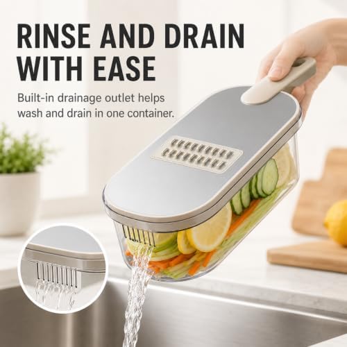 Mandoline Slicer, Vegetable Cutter, Container, Glove & Guard, 6-Blade - Image 6