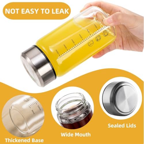 WRINGKIT 2 Pack Glass Juice Bottles with Lid, 12Oz Wide Mouth Shaker Bottle - Image 3