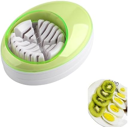 Egg Slicer for Hard Boiled Eggs,Easy to Cut Egg into Slices, Wedge and Dices, Sturdy ABS Body with Stainless Steel Wires,Non-slip Feet,Dishwasher Safe, BPA Free (Green) by BeyondNice
