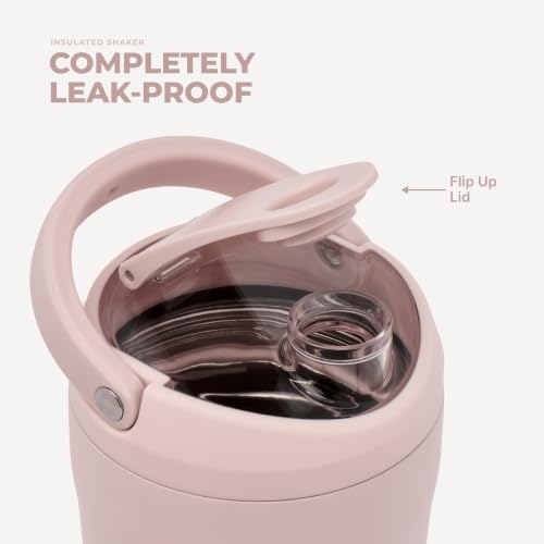 HydroJug Insulated Protein Shaker Bottle 24 oz, Silent Mixing, Dusty Rose - Image 4