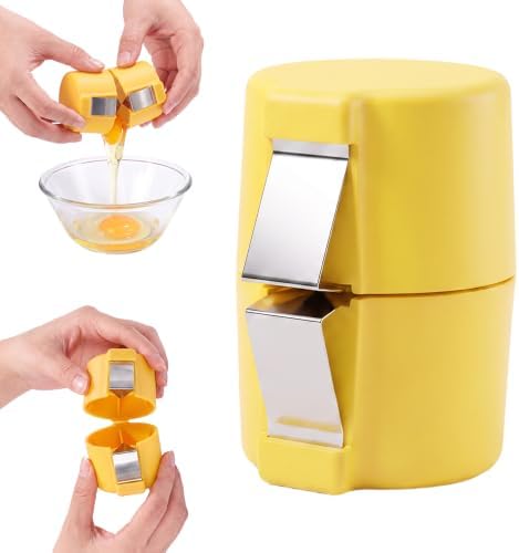 Egg Shell Opener, Egg Shell Cutter, 2027 Upgraded Handheld Egg Opener for Hard Boiled Eggs, Egg Cracker Tool for Raw Egg, Stainless Steel Eggshell Breaker Eggs Shell Cutter (Yellow, 4pcs) by Unknown