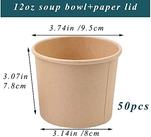 Wuadua Soup Containers with Lids Paper Ice Cream Containers 12oz 50 Pack - Image 2
