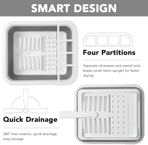 Collapsible Dish Drying Rack, Pop Up Dinnerware Drainer, Portable Plate Organizer for Kitchen RV Campers Travel Trailer, Space Saving Kitchen Storage Tray