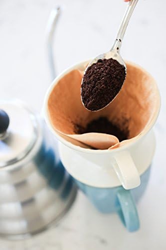 Ceramic Pour Over Coffee Maker with 40 Count Melitta Filters - Elegant Single Serve Coffee Dripper for Rich Brewed Pour Over Coffee - Base Measures 4", Height 3" - Brews 8-16 oz