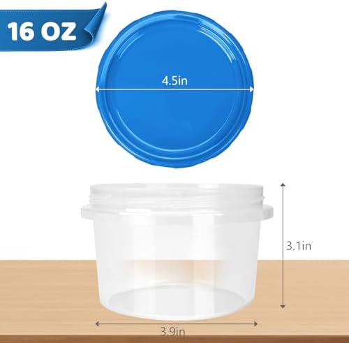 Freezer Storage Containers, [10 Pack-16 oz] Ultra Thick Freezer Containers with Leakproof Twist Top Lids, Heavy Duty BPA Free Stackable Food Containers for Lunch/Salad/Leftover/Soup/Oats/Ice Cream