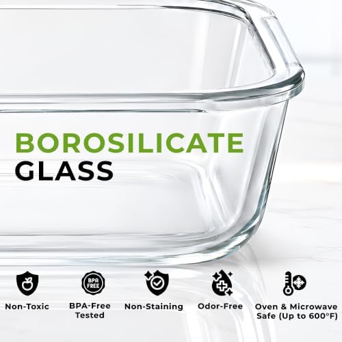 Glass Storage Containers with Lids, Premium BPA Free 36oz
