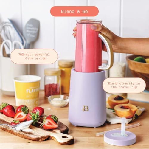 Personal Blender 12-Piece Set, 240W Motor, Emulsifying Stainless Steel Blade System, 16oz Travel Cup with Straw, BPA-Free Dishwasher Safe Jars (Lavender) - Image 3