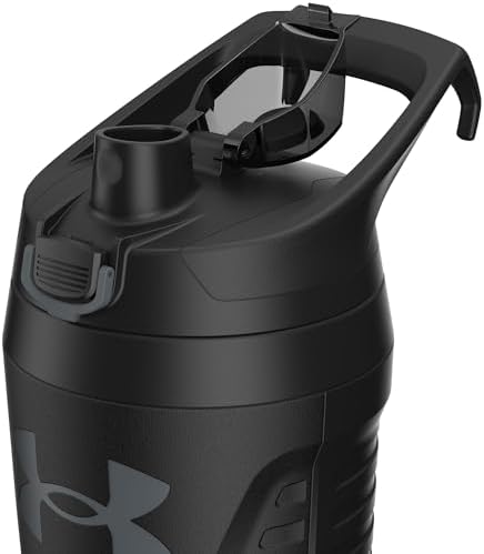 Under Armour 32 oz Insulated Water Bottles - Sports Water Jug with Fence Hook, Leak Resistant for Baseball, Football & More, 32 oz Insulated, Black/Black