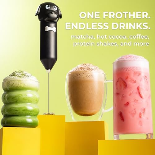 Zulay Kitchen Dog Milk Frother Wand – Cutesy Frother, Meet Your New Frothing Buddy Ace The Dog, Adoption Papers and Stickers Included, Paw-fectly for Lattes, Cappuccino & Matcha – Black - Image 2