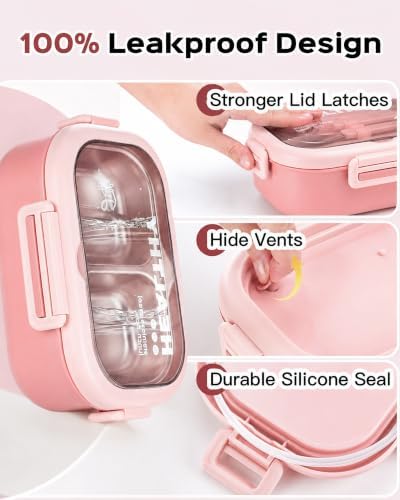 28oz Stainless Steel Leakproof 2-Compartment Bento Lunch Box