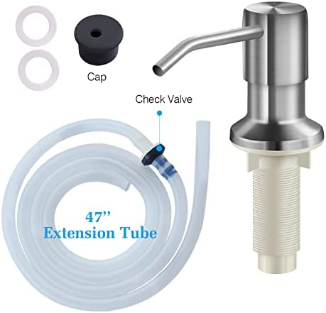 Soap Dispenser for Kitchen Sink and Extension Tube Kit, Stainless Steel SoapDispenser with 47 Inches Tube Connects Directly to Soap Bottle, Hand and Dish Soap Dispenser Pump （Brushed Nickel）