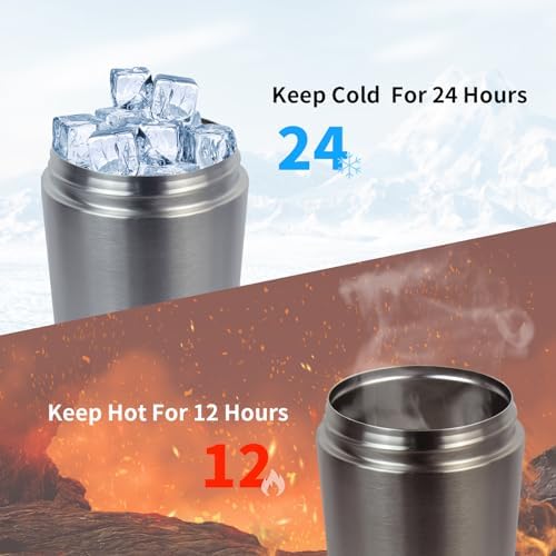 Protein Shaker Bottle 20 oz - Double Walled Insulated Vacuum Cup for Protein Shakes, Keeps Cold/Hot, Metal Stainless Steel, Preworkout Gym