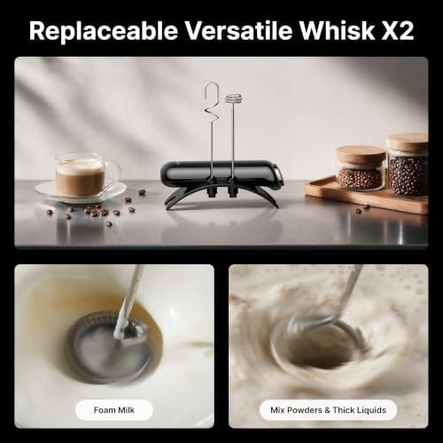 Typhur InstaWhisk Electric Milk Frother with Storage Case & Stand - 1500mAh Type-C Rechargeable Handheld Coffee Foamer Wand, Stepless Speed, Dual Whisks for Cold Foam, Latte, Matcha, Protein, Pink - Image 6