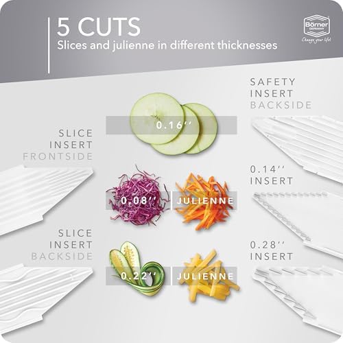 Börner Vegetable Slicer V3 (Professional Set) • Multifunctional & Adjustable Vegetable V-Slicer • For Slices, Julienne, Dices • Stainless Steel V-Blade • Kitchen Slicer Set • Color: White - Image 3