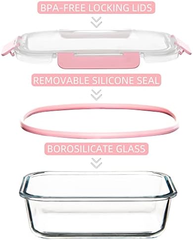 12 Pack Glass Storage Containers with Lids, Leak-Proof Meal Prep Containers, Dishwasher/Microwave/Oven/Freezer Safe Glass Food Storage Containers for Leftovers, to Go