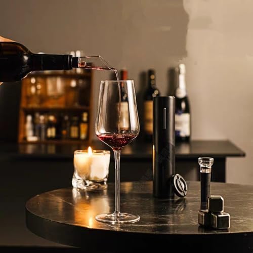 5 in 1 Automatic Electric Wine Bottle Opener,Rechargable Cordless Corkscrew, 50+ Uses Per Charge, Includes Foil Cutter & Wine Stopper,Perfect for Home Bar, Gifts (CE/FCC/RoHS Certified)(black)