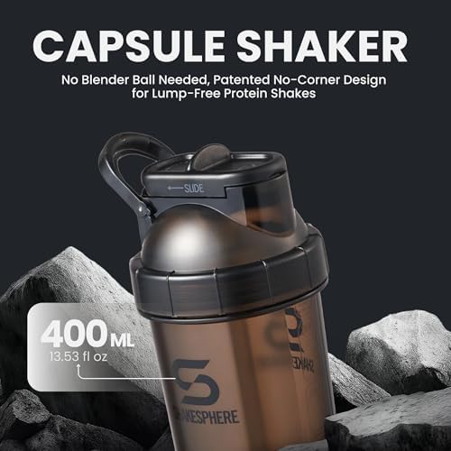 SHAKESPHERE Protein Shaker Bottle with Straw 13.5oz BPA-Free Tritan, Black - Image 2