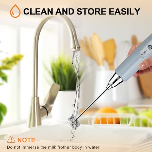 YUSWKO Rechargeable Milk Frother for Coffee, Handheld Drink Mixer with 3 Heads 3 Speeds, Ideal Electric Stirrers for Travel - Image 7