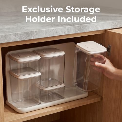 Glass Airtight Food Storage Containers with Pop Lids - White