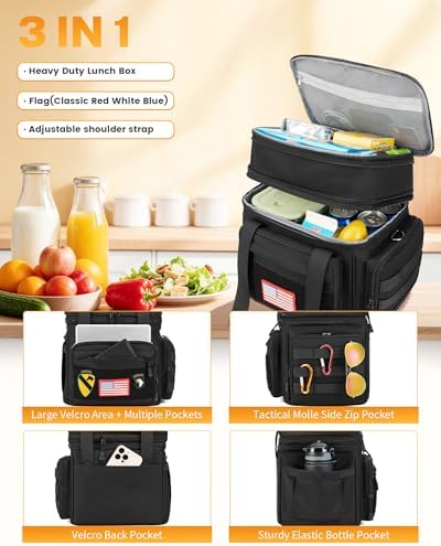 Tactical Lunch Box for Men - Large Lunch Bag Double Deck