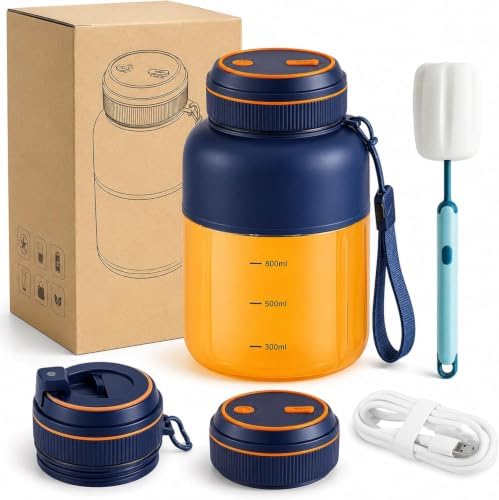 1300ML Wireless Juicer Cup, 180w Portable Wireless Juicer With 38 Blades, Usb Rechargeable Cordless Blender For Fruits Vegetables, On-The-Go Fresh Juice Cup (Blue) by Unknown