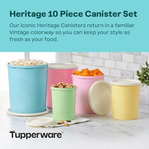 Heritage 10-Piece Pastel Tall Canister Set (5 Containers+5 Lids)