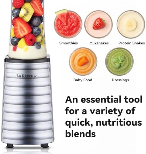 Personal Size Blender for Protein Shakes and Smoothies, Silver