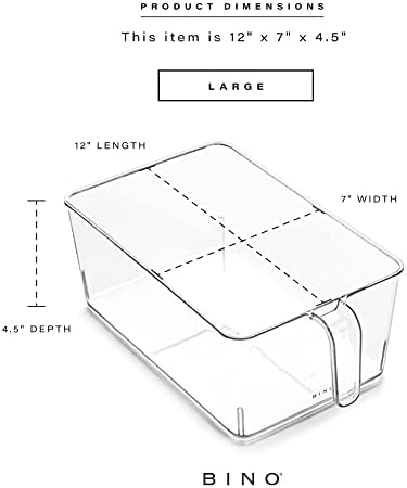 L Plastic Storage Bins l THE HOLDER COLLECTION l 2-Pack, Medium Multi-Use Clear Containers for Organizing with Built-in Handles l Pantry Organization & Storage l Kitchen Organizer l Storage Bins