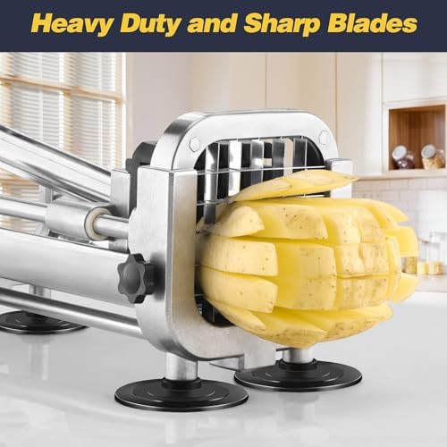 French Fry Cutter, Professional Potato Cutter Slicer with 1/2 In Stainless Steel Blades, Great for Whole Potatoes Carrots Cucumbers.