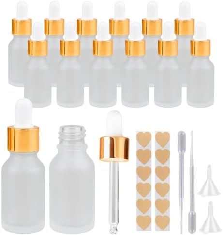 1/2 Oz Clear Frosted Glass Dropper Bottles, 15ml by Unknown