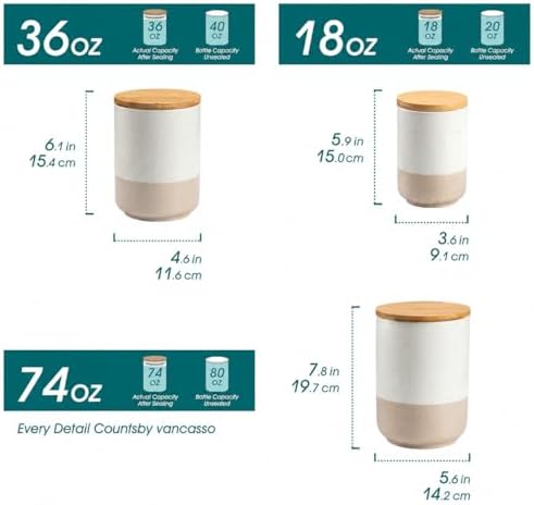 Sabine Kitchen Canister Set of 3, Ceramic Food Storage