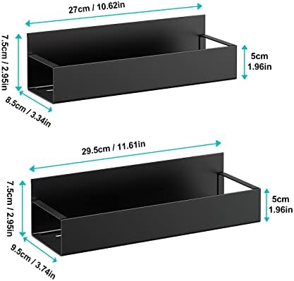 2 Pack Moveable Fridge Magnetic Spice Racks,Metal Black
