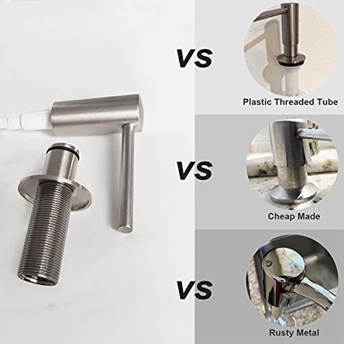 Brass Brushed Nickel Soap Dispenser for Kitchen Sink, Soap Pump