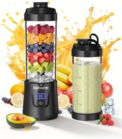 Behome Portable Blender Smoothies and Shakes, Personal Juicer 14 OZ BPA Free Portable Cups, USB-C Rechargeable, Dishwasher Safe Parts - Mini Small Blenders Cup Fits Home, Office, Gym, Travel by BEHOME