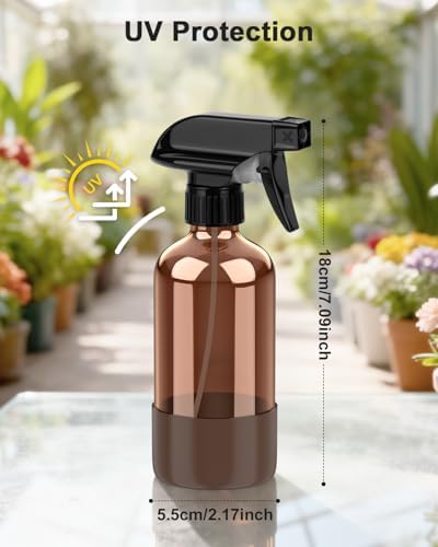 Bontip Amber Glass Spray Bottle, 8 oz with Brown Silicone Sleeve, 1 Pack - Image 2