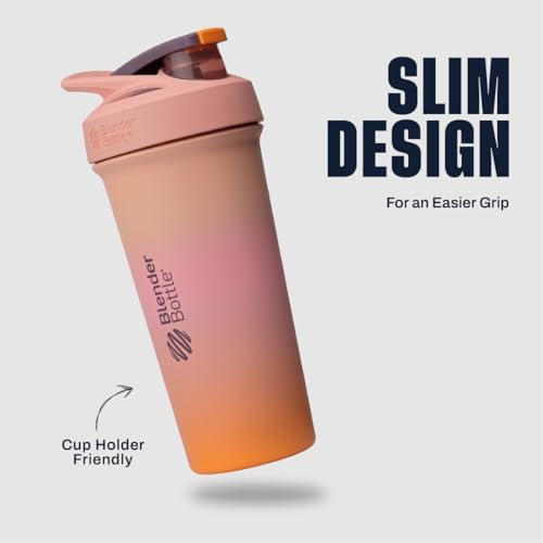 BlenderBottle Sport Sleek Stainless Steel Shaker Bottle 25 oz Pink/Orange - Image 4