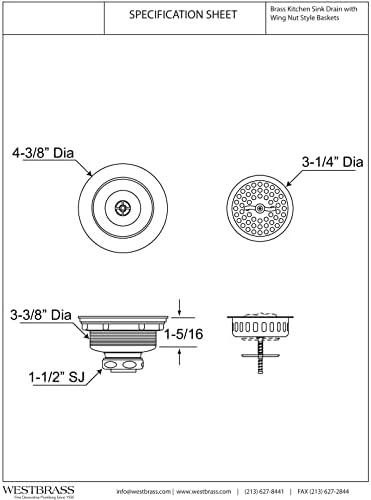 A213-12 3-1/2" Wing Nut Twist Style Large Kitchen Sink Basket Strainer, Oil Rubbed Bronze