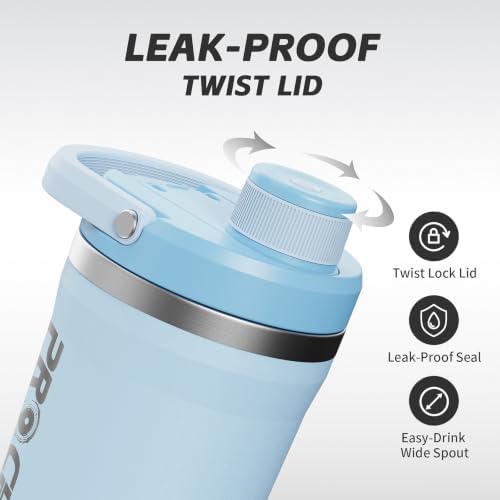 PROCHAIN Insulated Stainless Steel Protein Shaker Bottle, 20oz Metal Mixer - Image 3