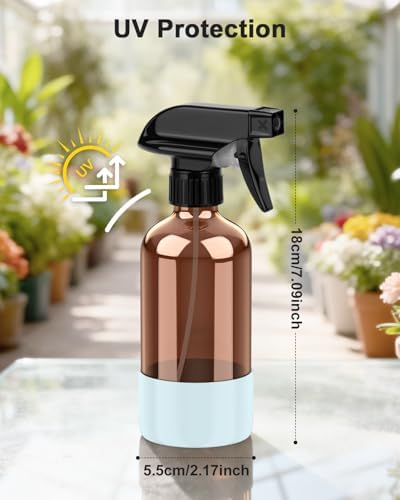 Bontip Amber Glass Spray Bottle, 8 oz with Blue Silicone Sleeve, 1 Pack - Image 2