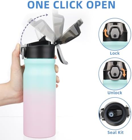 BJPKPK 18 oz Water Bottle with Straw & Handle, Insulated Stainless Flask - Image 3