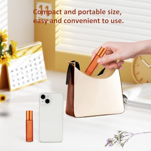 Kesell Glass Roll on Bottle, 10ml Essential Oil Roller, Pack of 10, Orange - Image 5