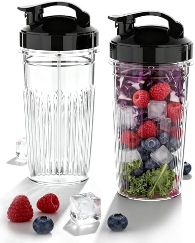 ICUCINA Replacement Blender Cups, Compatible with NutriBullet 600W/Pro 900W/Pro+, 37oz BPA-Free Tritan Smoothie Cups with Flip-Top To-Go Lids, 2-Pack Blender Accessories, Dishwasher Safe by iCucinaKitchen