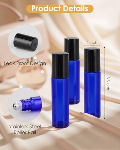 Essential Oil Roller Bottles - 12 Pack Refillable 10ml Glass Roller Bottles - Image 2