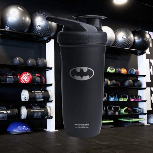 Smartshake DC COMICS 900 ml/30 oz Reforce Stainless Steel Protein Shaker Bottle | Silent Mixing | Leak-Proof Shaker Bottle | Shaker Cups For Protein Shakes | Gym Shaker Bottle | BPA-Free | Batman Logo - Image 2