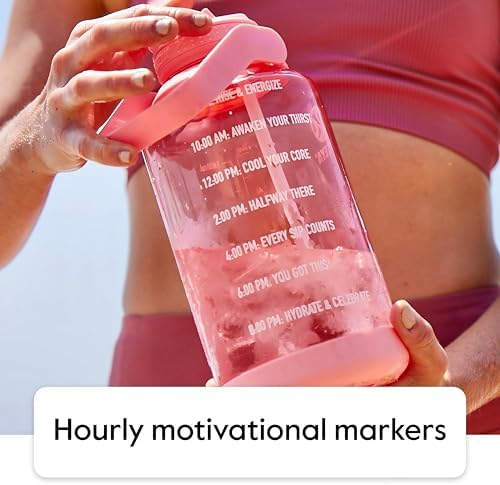 Motivational Water Bottle with Straw Lid and Time Marker (64 oz, Cloud White) - Leakproof, BPA Free Water Bottle for Daily Intake Tracking
