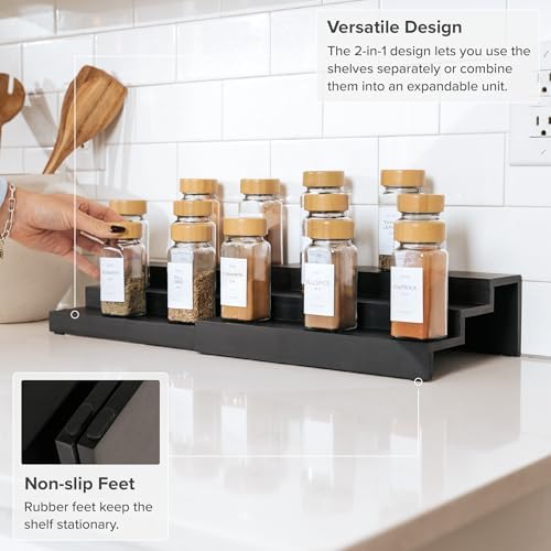 3-Tier Expandable Spice Rack Organizer, Black