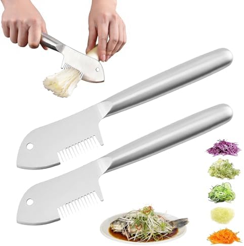 Stainless Steel Scallion Cutter, 2-in-1 Julienne Shredder