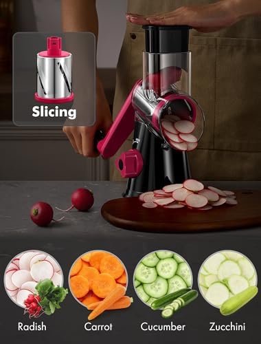 GDL Cheese Grater Hand Crank, Rotary Cheese shredder, Vegetable Slicer - Image 2