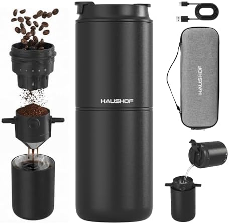Rechargeable Electric Grinder, Portable Brew Pour Over Coffee Maker
